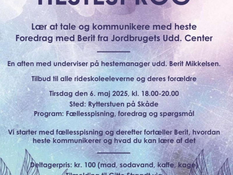 Hestesprog – Foredrag v. Berit&nbsp;Mikkelsen
